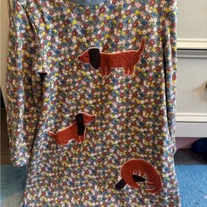 Mini Boden Gray Floral Dachshund Shirt